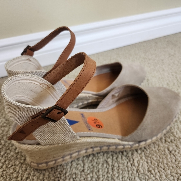 NWOT Verbenas Platform Wedge Espadrille Sandal Strap on Neutral Suede US 9.5 - Picture 5 of 12